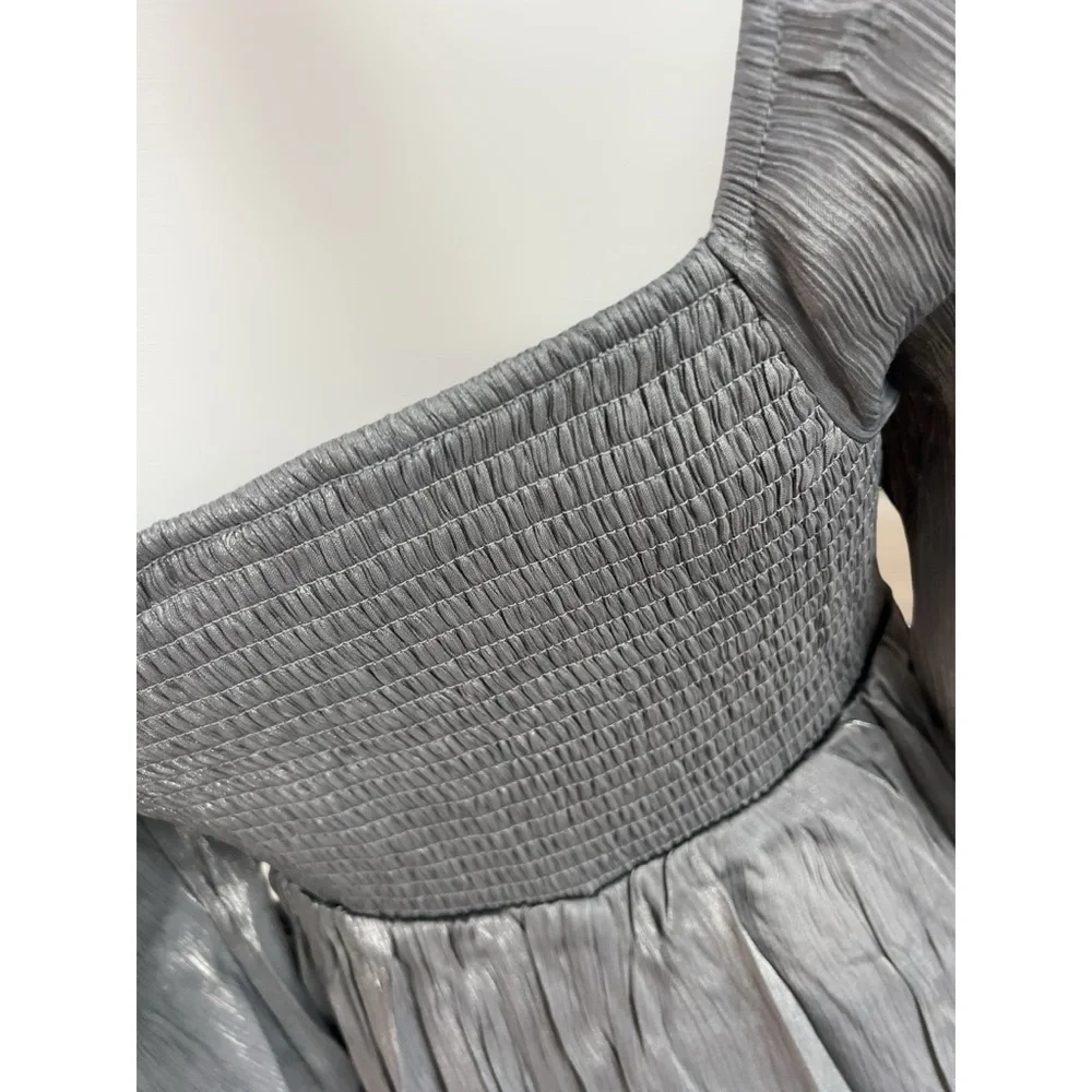 PEACH LOVE CALIFORNIA beautiful grey shimmer dress S M L - Picture 10 of 11